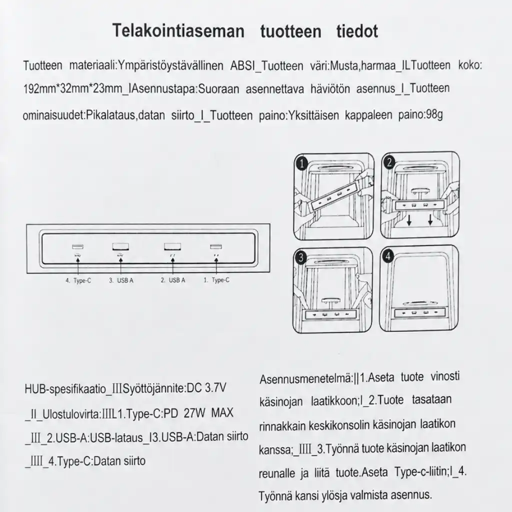 USB jakaja Tesla Model 3 Y ohjeet