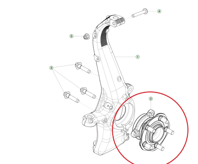 Hjullager RWD, AWD Ridex Tesla Model 3 / Y. Monteringsbild. 1044121-00-E.