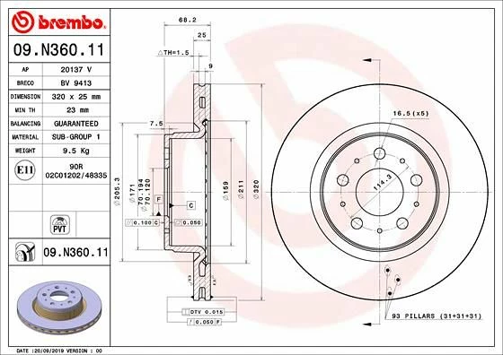 Jarrulevy eteen BREMBO - Tesla Model 3